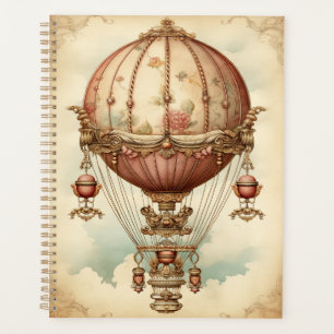 Vintage Steampunk Pink Hot Air Balloon Planner