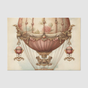 Vintage Steampunk Pink Hot Air Balloon Tissue Paper