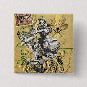 Vintage steampunk pirate 15 cm square badge