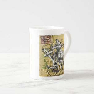 Vintage steampunk pirate bone china mug