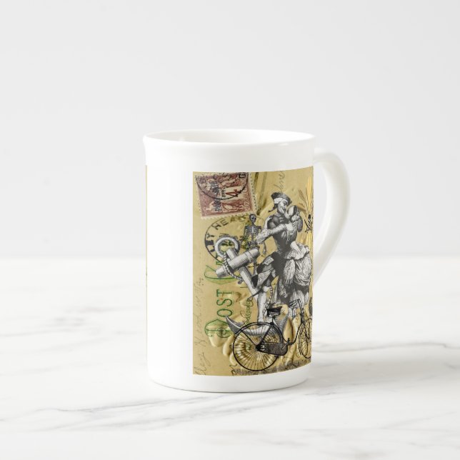 Vintage steampunk pirate bone china mug (Front Right)
