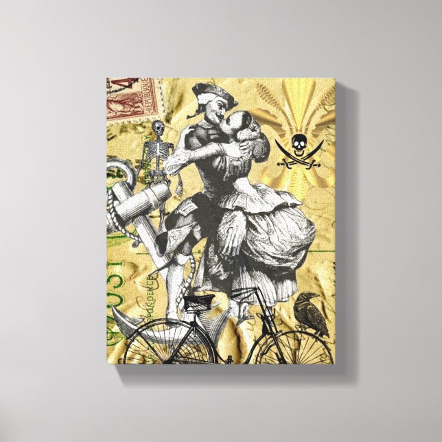 Vintage steampunk pirate canvas print (Front)