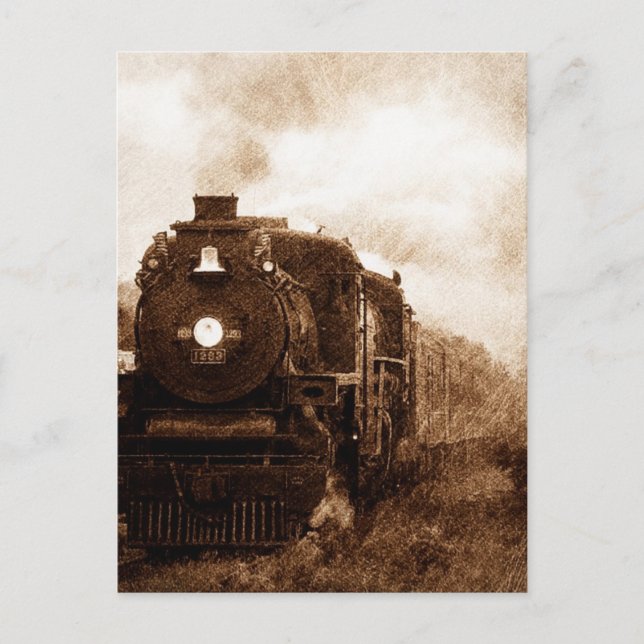 Vintage Steampunk Railroad Antique Steam Train Postcard (Front)