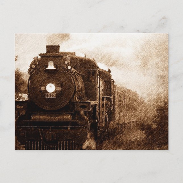Vintage Steampunk Railroad Antique Steam Train Postcard (Front)