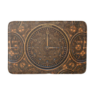 Vintage Steampunk Retro Rusty Art Deco Clock Bath Mat