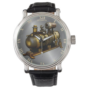 Vintage Steampunk Rusty Fantasy Submarine Art Deco Watch