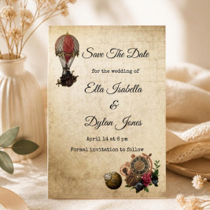 Vintage Steampunk Save the Date Victorian Invitation