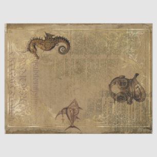 Vintage Steampunk Seahorse and Diving Helmet Craft Tissue Paper