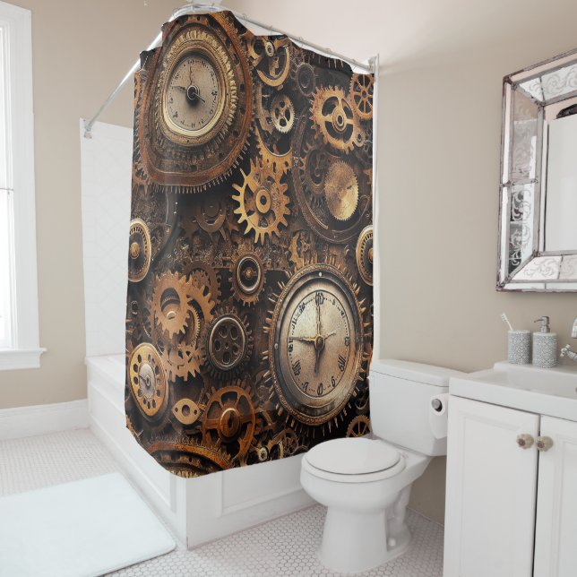 Vintage Steampunk Shower Curtain (In Situ)