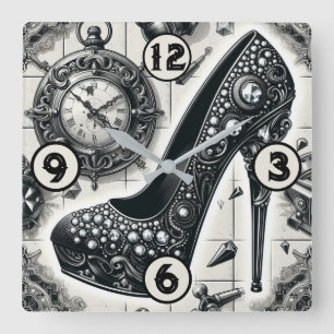 Vintage Steampunk Style Stiletto Square Wall Clock