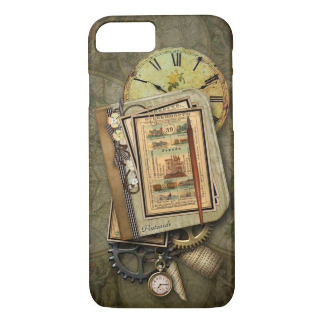 Vintage Steampunk Travel iPhone 7 case (Back)