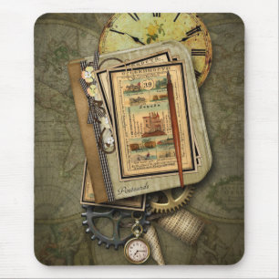 Vintage Steampunk Travel Mouse Mat