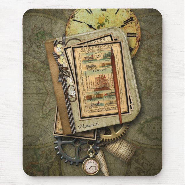 Vintage Steampunk Travel Mouse Mat (Front)