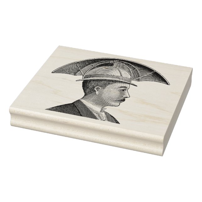 Vintage Steampunk Umbrella Hat Man Art Stamp (Stamp)