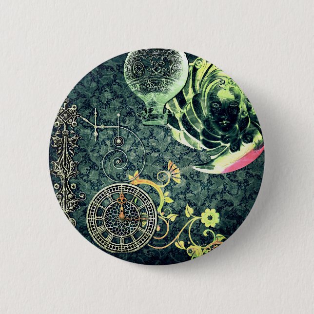 Vintage Steampunk Wallpaper 6 Cm Round Badge (Front)