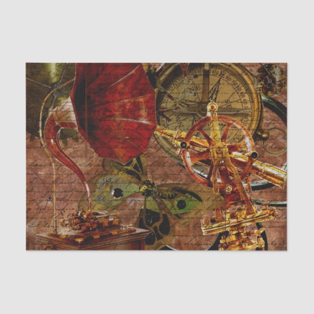 Vintage Steampunk Wallpaper Tissue Paper (Front)