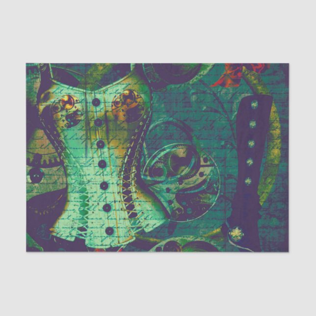 Vintage Steampunk Wallpaper Tissue Paper (Front)