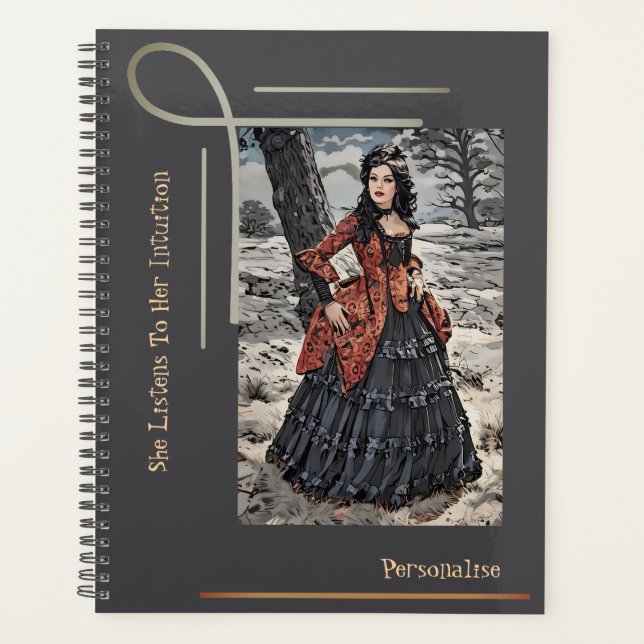 Vintage Steampunk Woman Intuition Quote Journal  Planner (Front)