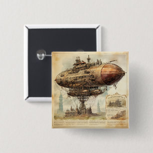 Vintage Steampunk Zeppelin (10) 15 Cm Square Badge