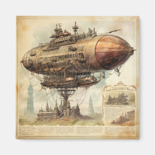 Vintage Steampunk Zeppelin (10) Magnet