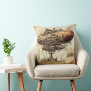 Vintage Steampunk Zeppelin (10) Tissue Paper Cushion