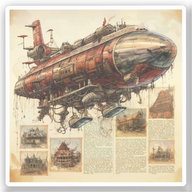 Vintage Steampunk Zeppelin (11) (Front)