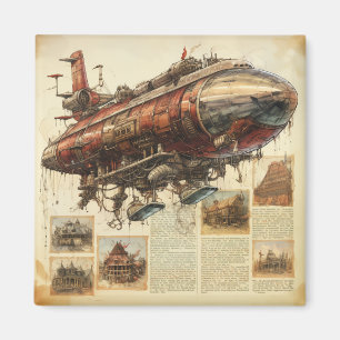 Vintage Steampunk Zeppelin (11) Magnet