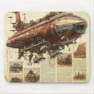 Vintage Steampunk Zeppelin (11) Mouse Mat