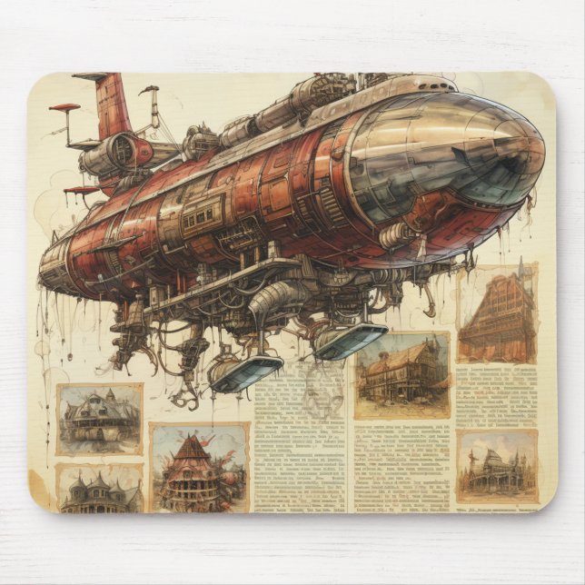 Vintage Steampunk Zeppelin (11) Mouse Mat (Front)