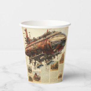 Vintage Steampunk Zeppelin (11) Paper Cups