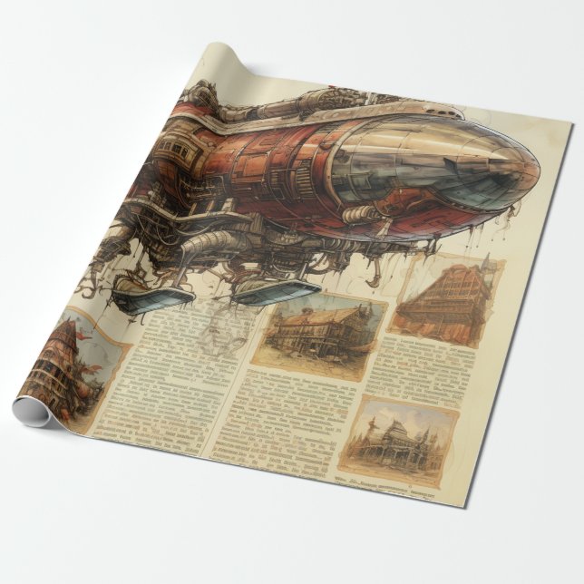 Vintage Steampunk Zeppelin (11) Tissue Paper (Unrolled)