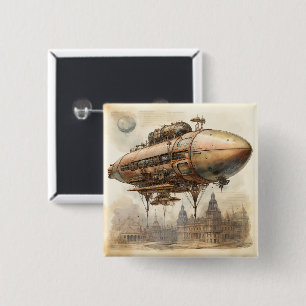 Vintage Steampunk Zeppelin (12) 15 Cm Square Badge