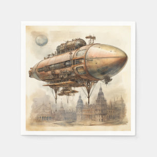 Vintage Steampunk Zeppelin (12) Napkin