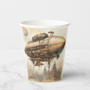 Vintage Steampunk Zeppelin (12) Paper Cups