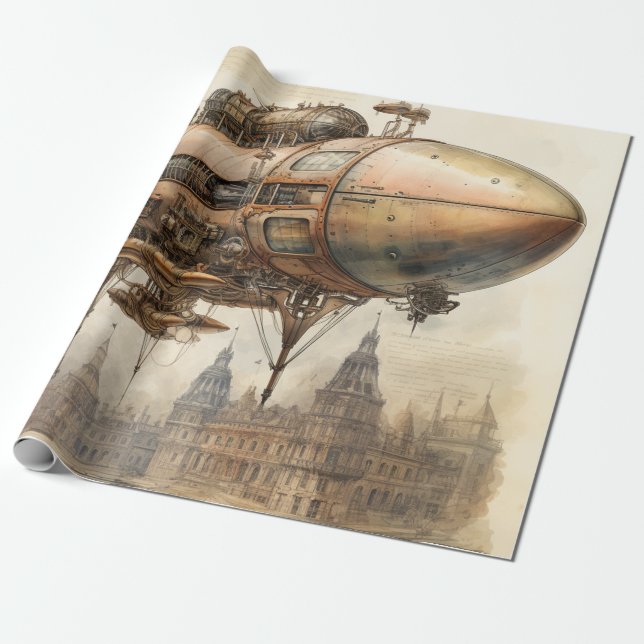Vintage Steampunk Zeppelin (12) Tissue Paper (Unrolled)
