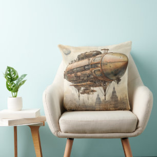 Vintage Steampunk Zeppelin (12) Tissue Paper Cushion