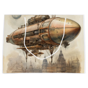 Vintage Steampunk Zeppelin (12) Tissue Paper Large Gift Bag