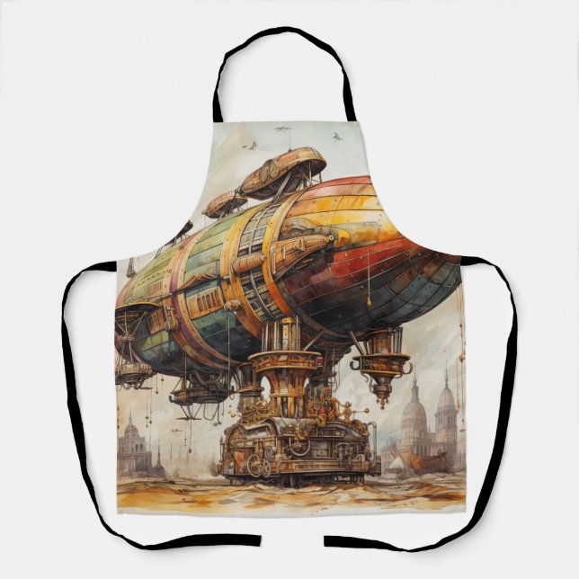 Vintage Steampunk Zeppelin (1) Apron (Front)