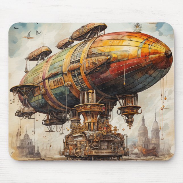 Vintage Steampunk Zeppelin (1) Mouse Mat (Front)