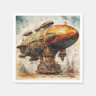 Vintage Steampunk Zeppelin (1) Napkin