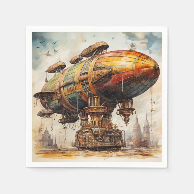 Vintage Steampunk Zeppelin (1) Napkin (Front)