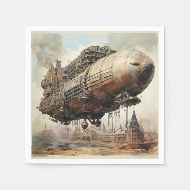 Vintage Steampunk Zeppelin (2) Napkin (Front)