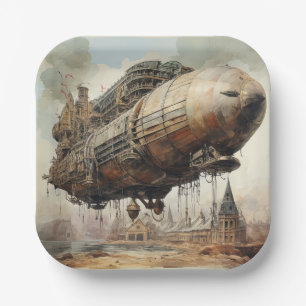 Vintage Steampunk Zeppelin (2) Paper Plate