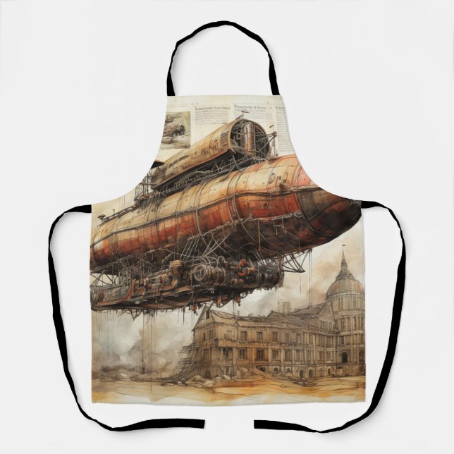 Vintage Steampunk Zeppelin (3) Apron (Front)
