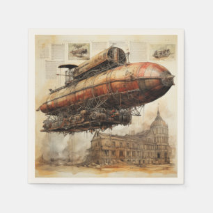 Vintage Steampunk Zeppelin (3) Napkin