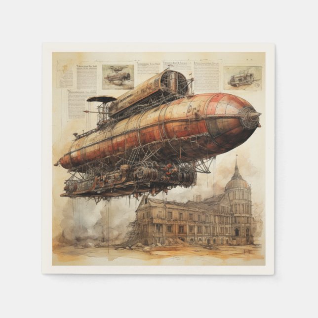 Vintage Steampunk Zeppelin (3) Napkin (Front)