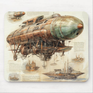 Vintage Steampunk Zeppelin (4) Mouse Mat