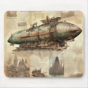 Vintage Steampunk Zeppelin (5) Mouse Mat