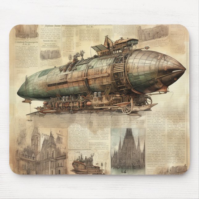 Vintage Steampunk Zeppelin (5) Mouse Mat (Front)