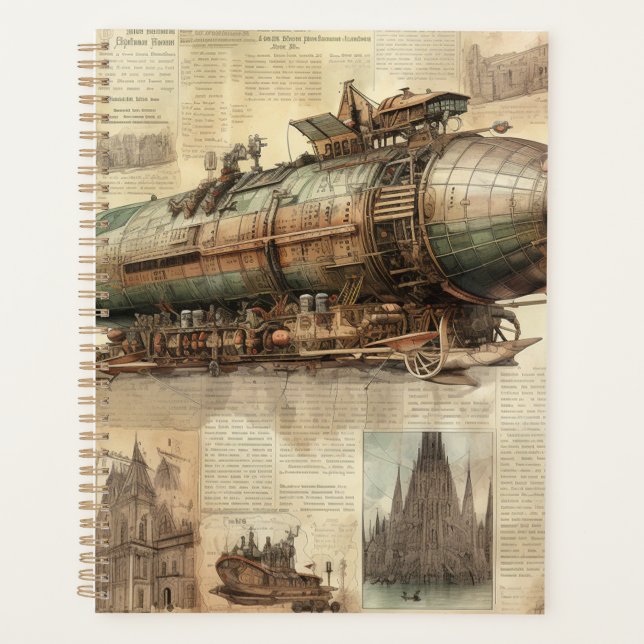 Vintage Steampunk Zeppelin (5) Planner (Front)